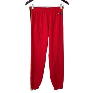 Aviator Nation Classic Velvet Stripes Sweatpant In Red Women’s Size M 5 Stripes